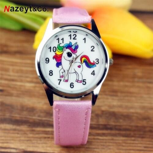 New cute children cartoon cartoon unicorn skin with quartz watch student gift belt wristwatch