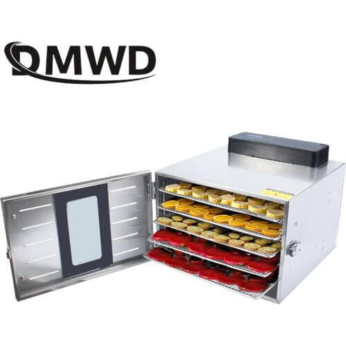 DMWD 5 Trays Dried Food Dehydrator Snacks Dehydration Air Dryer Stainless Steel Fruit Vegetable Herb Pet Meat Drying Machine EU