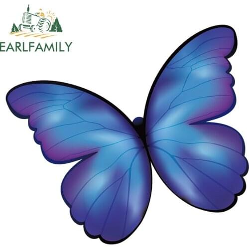 EARLFAMILY 13cm x 11.8cm for Butterfly Blue Purple Cartoon Funny Car Stickers Occlusion Scratch Decal Air Conditioner Decoration