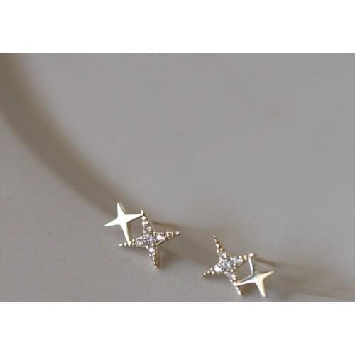 Elegant stud earrings for women Double Layered star earring 925 sterling silver fine jewelry earlobe piercing ear accessory gift