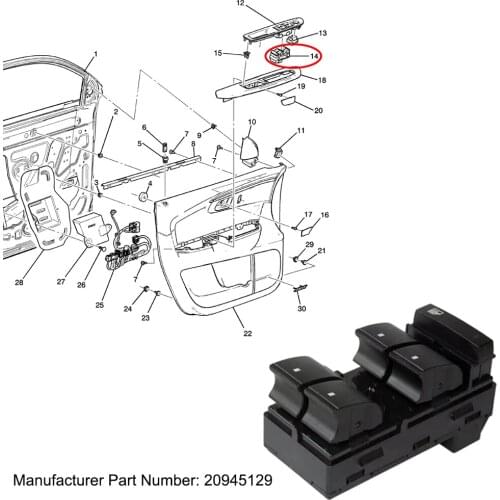 JEAZEA 20945129 Driver Side Power Window Switch Front Left For Traverse Chevrolet Silverado GMC Sierra Buick Enclave Yukon 2013