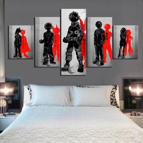 Canvas Print Painting 5 Panel My Hero Academia Posters Modern Living Room Modular Wall Art Anime Pictures Home Decoration