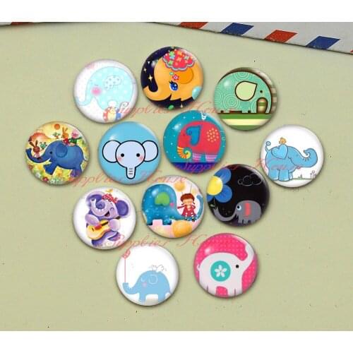 Handmade Round Elephant photo glass Cabochons, Jewelry Finding Cameo Pendant Settings, (F065-625)