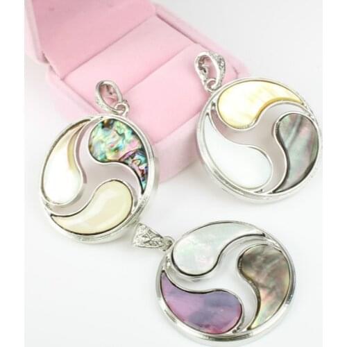 Natural Abalone Shell Reflective Round Hollow Tai Chi Shape Pendant for Charms Women Jewelry Making DIY Hot Necklace Accessories