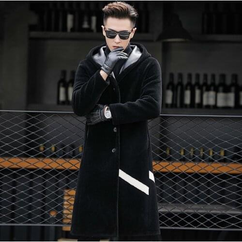 Autumn Winter Leather Jacket Real Natural Wool Fur Double-sided Wear Sheep Shearling Long Coat AD80629 KJ855