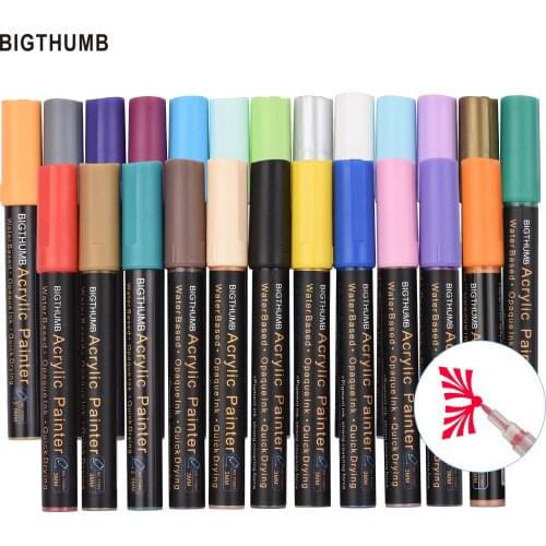 Acrylic Paint Marker Pens 12/24/36 Vibrant Colors Acrylic Painter Set Bright Color Quick Dry Non Toxic Water Based Paint Pens