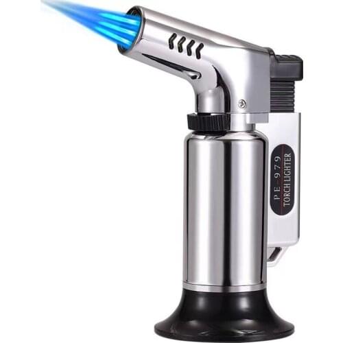 Unusual Outdoor BBQ Gas Lighter Torch Turbine Windproof Metal Jet Lighters Kitchen Cigar Cigarettes Gadgets 1300 Deg PE979