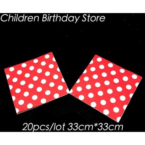 20pcs/pack red dots theme disposable napkins polka dots theme birthday party decorations red dots towels paper napkins