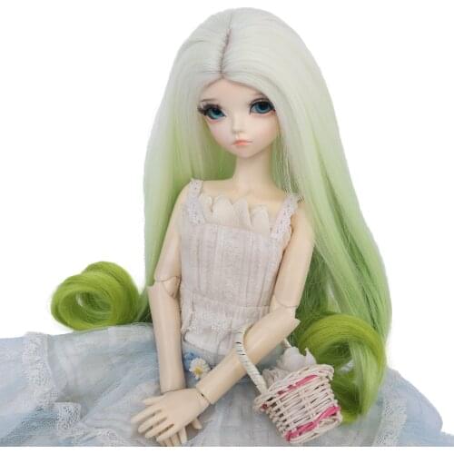 Aidolla 1/4 BJD Doll Wig Long Curly Hair Doll Accessories Gradient Color Big Roll DIY BJD Wig High Temperature Fiber Wig