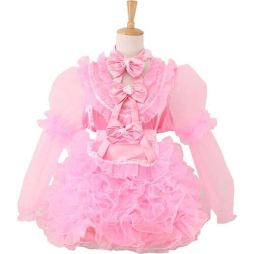 Custom Made Long Sleeve Lockable Pansy Maid Sissy Puffy Dress Cosplay Costume