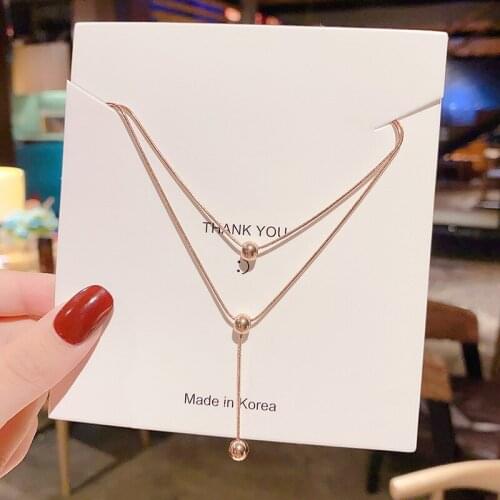 Simple Elegant Titanium Steel Double Necklace 2021 New Classic Cute Cool Pendants Necklaces Women Jewelry