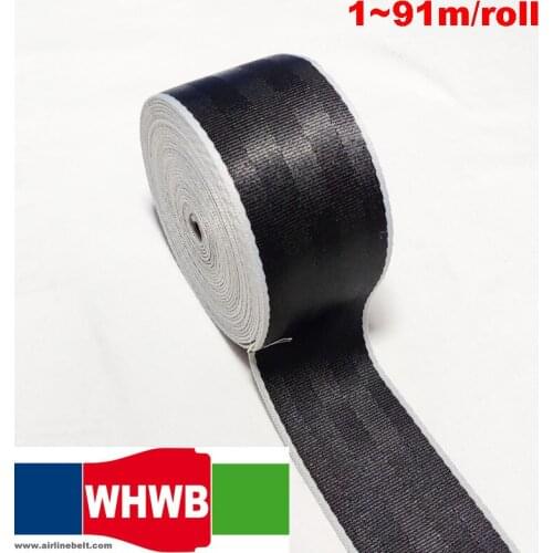 Black Silver Edges Seat Belt Webbing Strap Thick Cars Safety Seatbelt Stroller Hardness Backpack Fashion Ribbon Gray White Grey