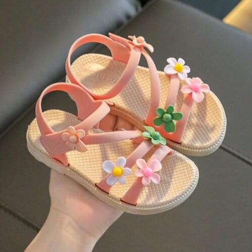 Girls Sandals 2021 Summer New Childrens Fashion Soft Bottom Princess Shoes Kids Little Girl Baby Shoe Wild Style Dropshipping