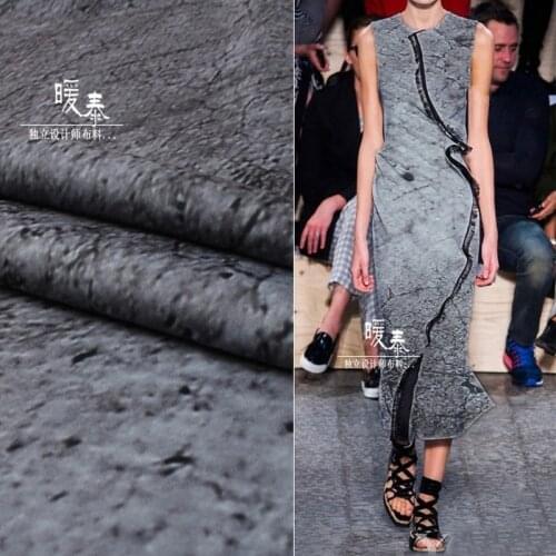 Printed Air Layer Fabric Gray Micro Elastic DIY Patches SILHOUETTE Clothes Coat Cheongsam Skirt Dress Designer Fabric