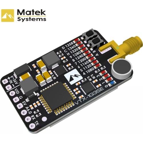 Matek System VTX-1G3SE-9 1.2G/1.3GHz 9CH INTL 0.1mW/25mW/200mW/800mW FPV Transmitter for RC FPV Racing Drone DIY Accessories