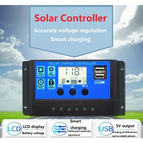 Solar controller 12V automatic universal 30A12V24V PV street lamp charger household lead acid battery LCD liquid crystal display