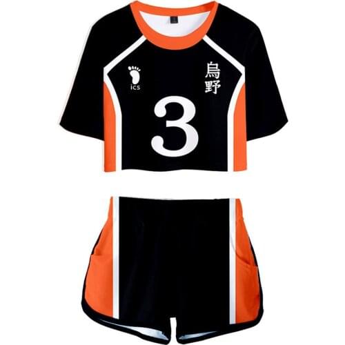 Haikyuu Jersey No.3 Asahi Azumane Cosplay Costume Shirt+Shorts High School Club Uniform
