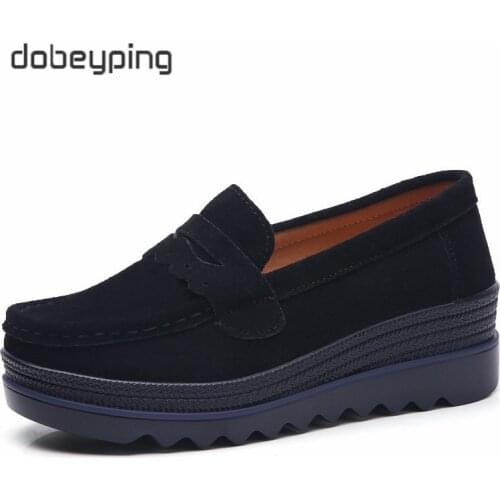 Dobeyping New Spring Autumn Shoes Woman Platform Genuine Leather Women Flats Thick Sole Womens Loafers Moccasins Female Shoe