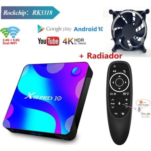 X88 pro 10 smart android 10 caixa de tv rk3318 4gb ram 64gb rom 4k media player bt4.0 2.4ghz/5.8g wifi youtube google definir ca