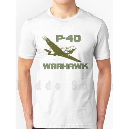 P-40 Warhawk T Shirt Cotton Men DIY Print Cool Tee Fighter Pilot Aeronautics World War 2 Miltary World War Flying Tigers Ww2