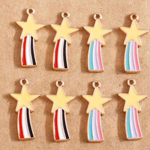 10pcs/lot 12*25mm Streamer Stars Pendants Enamel Charms Keychain Accessories DIY Jewelry Findings Fit Necklace Bracelet