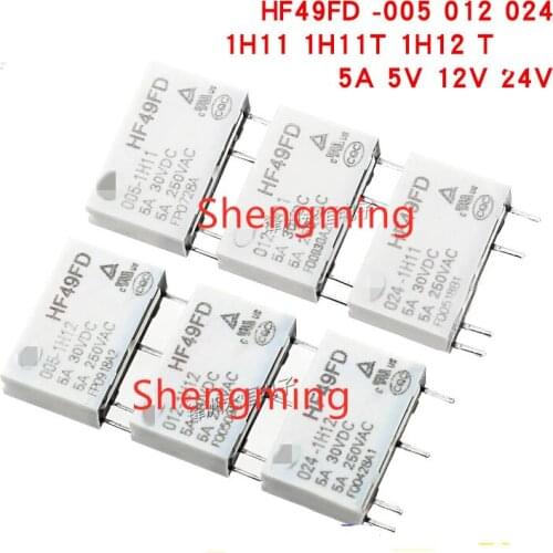 2pcs HF49FD-005 012 024 1H11 1H11T 1H12 T 4pin 5A 5V 12V 24V original relay