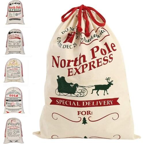 2020 Large Canvas Bag Merry Christmas Santa Sacks Xmas Stocking Reindeer Gift Candy Storage Bag Christmas Decor closet organizer