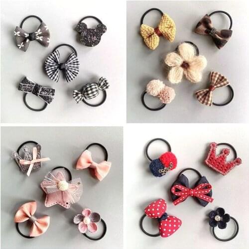 5Pcs / Set Handmade ChildrenS Hair Ring Set Bow Baby Headband Jewelry