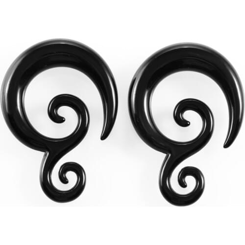 Pair Acrylic Black Spiral Ear Taper Jewelry Fake Spiral Ear Tunnel Plugs Piercing Ear Expander Stretcher Body Jewelry 1.6mm-10mm