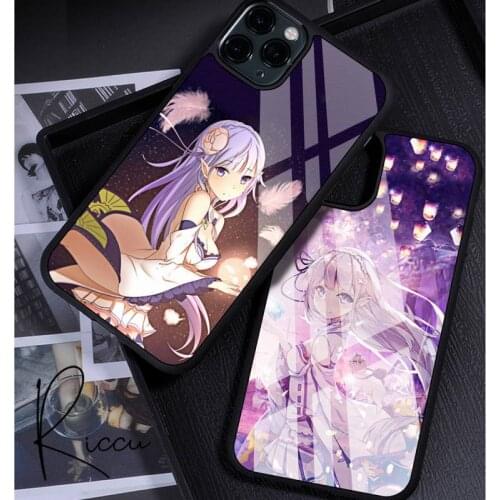 Anime Re zero Rem Emilia Phone Case Rubber for iPhone 12 11 Pro Max XS 8 7 6 6S Plus X 5S SE 2020 XR 12 Mini case