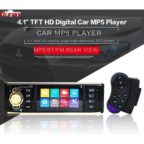 Car Radio 4.1" Touch Screen Multimedia MP5 Player Auto Stereo Radio Bluetooth Support Micophone and Rear View Camera