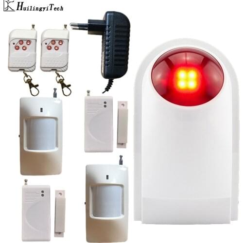 HuilingyiTech Wireless Alarm Flash Siren Sound Strobe Flash Alarm Siren Home Security System 110DB Flash Siren Alarm System