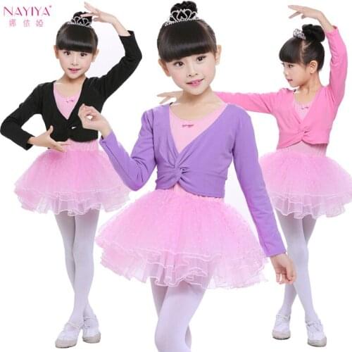 Children Dance Shawl Long-sleeved Upper Garment Autumn & Winter Girls Cotton Small Coat Dancing Gymnastic Clothing Cable Knittin
