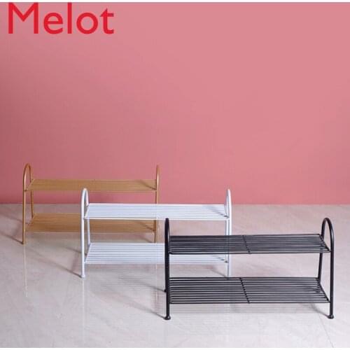 European Entry Lux Living Room Wrought Iron Multi-Layer Shoe Rack Modern Portable Storage Shoe Rack Bathroom Organizer