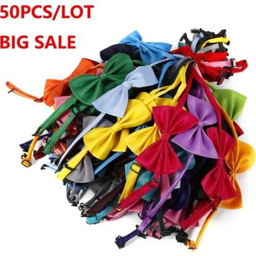 Wholesale 50 PCS Polyester DOG Puppy CAT Pet Bowtie Lot Pet Bow Tie Dog Necktie And Suitable for kids clothes tie