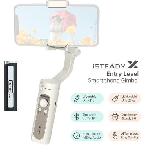 Hohem iSteady X Vlog Ultra-light 3-Aixs Phone Gimbal Stabilizer with Bluetooth Control Microphone for Smartphone Vlogging
