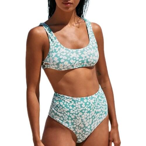 Ins Swimsuit 2021 New Printed Cross Swimsuit Bikini 2 Piece Set Women Bikini Set Sexy Mini Bikinis