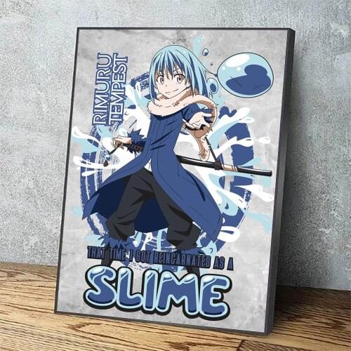 Home Decorative Blue Animal Canvas HD Prints Paintings Rimuru Tempest Modular Pictures Cute Japan Wall Art Poster Artwork Framed