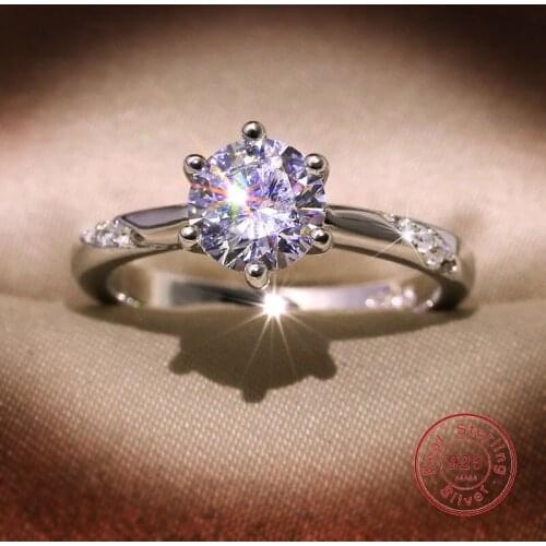 Classic Female Rings 925 Sterling Silver Round Circle Heart Arrow Zircon Rings for Women Promise Love Wedding Jewelry Girl Gift