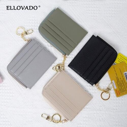 Microfiber Wallet Small Women Keychain ID Card Purse Fashion Mini Ladies Card Holder Coin Purse With Zipper Bag Bolsa Feminina