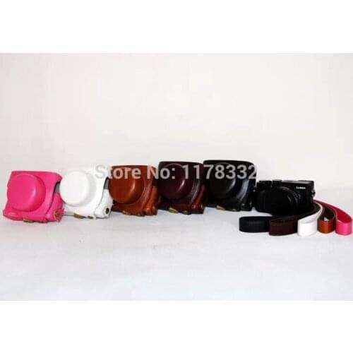 Leather Case Camera Bag Cover For Panasonic Lumix LX100 With Strap 5 Colors Black Coffee Brown White Pink
