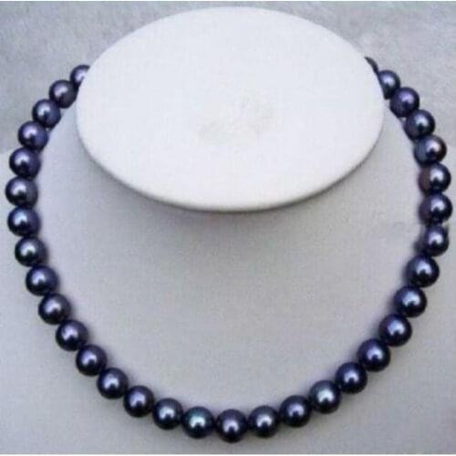 BEAUTIFUL AAA 8-9mm south sea black pearl necklace 24 inches
