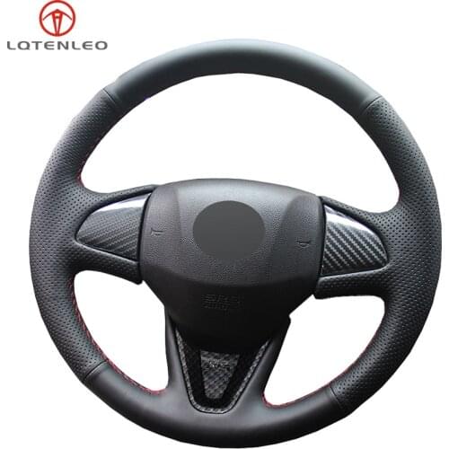LQTENLEO Black Genuine Leather DIY Car Steering Wheel Cover For Honda Fit 2014-2017 Vezel 2015-2017 City 2015-2017