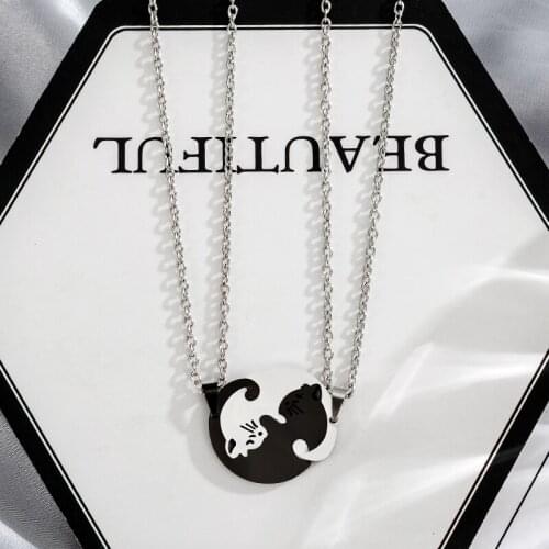 Best Friends Honey Love Couple 2 Pcs/ Set Pendant Necklace For Women Valentine Gift Trendy Necklaces Kitten Necklaces Jewelry