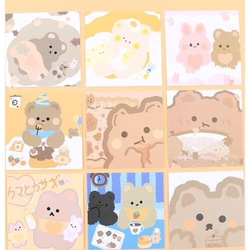Cartoon Cute Candy Bear Postcard 9 Sheets Background Creative Girl Decoration Card Kawaii Diy Wall Sticker Photography Props