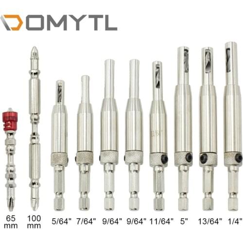 10Pcs Door Lock & Hinge Drill Bit Set Self Centering Pilot Hole Opener Puncher HSS Hex Shank Tool for Hinges Door Drawer Guides