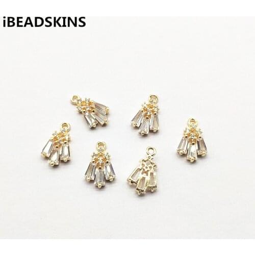 New arrival! 15x9mm 50pcs Copper/Zircon Fishtail shape Charm for Earrings parts,hand Made Earrings Findings Jewelry DIY