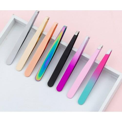 Professional Slanted Stainless Steel Eyebrow Tweezer Shaving Hair Removal Eyebrow Pinch Forceps Blackhead Remover Lash Tweezers