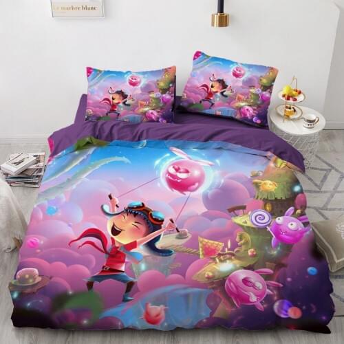 3D Luxury Quilt Duvet Cover Set Comforter Bedding Set King Queen Double Single Size Pink Cartoon Design Custom Bedclothes
