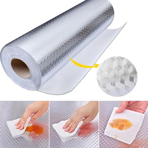 3M/5M/10M Oil-proof Aluminum Foil Self Adhesive Wallpaper Kitchen Wall-stickers Waterproof sticker Adhesive Paper for Furniture